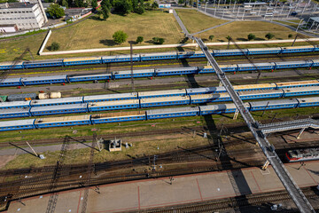 The bridge over the railway tracks from a height in Brest