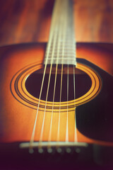 classic acoustic guitar close up 