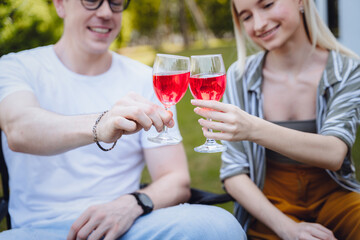 Group of the family having a barbecue at a garden party in Home.