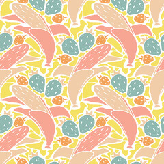 Colorful Summer Vector pattern with bananas and strawberries
