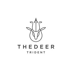 Deer head trident line logo icon design template flat vector - obrazy, fototapety, plakaty