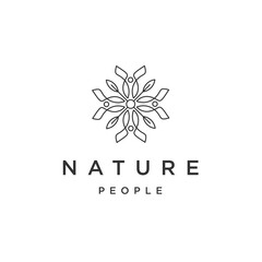 Nature people line logo icon design template