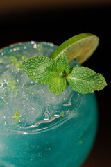 blue drink with lemon and mental 