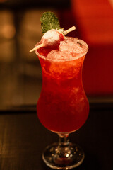 red drink with stramberry 