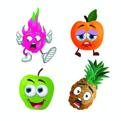 Funny Fruit and Vegetable Face Icon Vector Collection