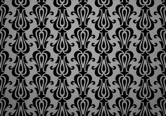 Flower geometric pattern. Seamless vector background. Black and gray ornament