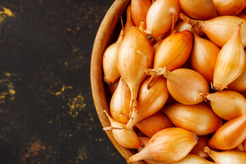 onion seeds on a dark rustic background