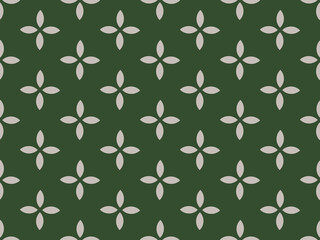 Seamless modern abstract pattern for textile carpets and fabrics in the form of a floral ornament on a green background