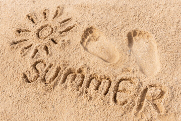beach sand with text write on it 