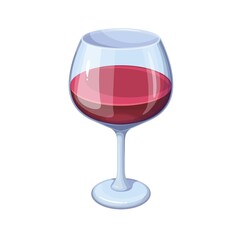 Red wine in glass, grape juice alcohol drink vector illustration. Cartoon wineglass goblet full of natural vine beverage from winery