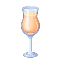 Glass with liquor, strong alcohol drink for tasting in bar vector illustration. Cartoon with premium liqueur beverage, isolated goblet with strong alcoholic liquid
