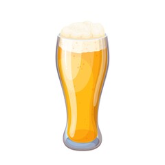 Craft beer in glass, alcohol drink for party in bar, pub or beer festival vector illustration. Cartoon isolated glass full of yellow fresh cold lager, beverage with foam and bubbles