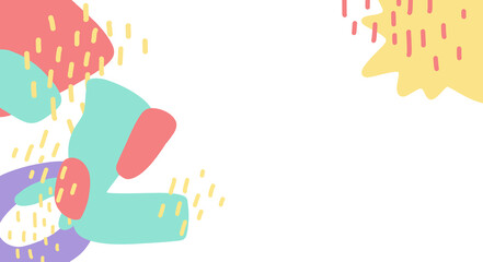 KId pastel fun colorful freeform organic doodle shape hand draw illustration banner