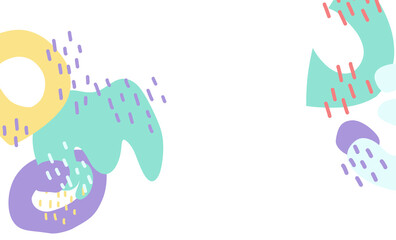 KId pastel fun colorful freeform organic doodle shape hand draw illustration banner