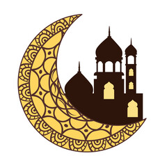 crescent moon and mosque