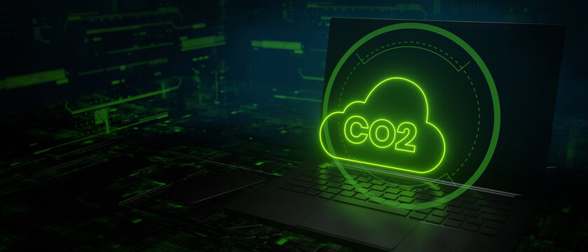 Carbon neutral cloud technology 3D render