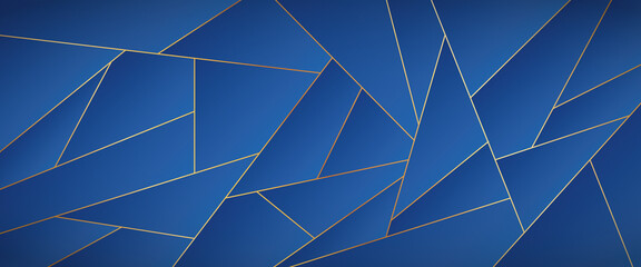 Fototapeta premium illustration of abstract vector background with gold lines and blue geometric shapes