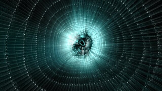 Dark abstract Sci Fi tunnel background. 3d Rendering. Cinemagraph Continuous Loop Animation