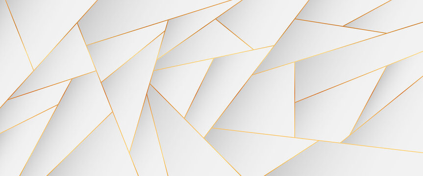 Illustration Of Abstract Vector Background With Gold Lines And White Geometric Shapes