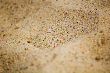 Natural sand beach texture and background. Selective focus.