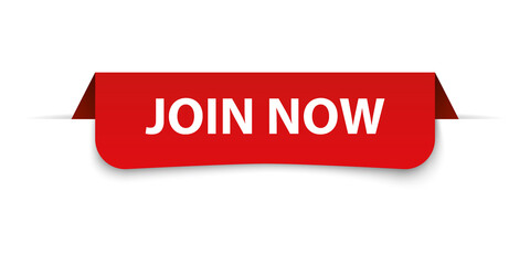 JOIN NOW - vector illustration of red colored label banner on white background	