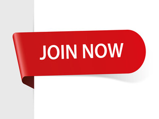 JOIN NOW - vector illustration of red colored label banner on white background