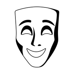 Illustration of comedy mask. Traditional symbol. Image for theatrical performance.
