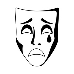 Illustration of tragedy mask. Traditional symbol. Image for theatrical performance.