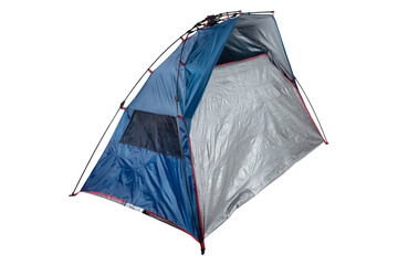 single blue easy tent, on a white background, diagonal arrangement