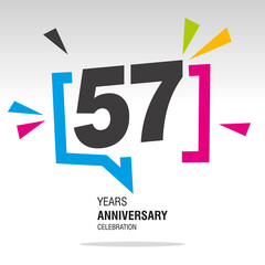 57 Years Anniversary celebration colorful white modern number logo icon banner