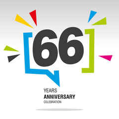 66 Years Anniversary celebration colorful white modern number logo icon banner