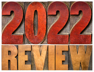 2022 review banner - annual review or summary of the recent year - isolated word abstract in...