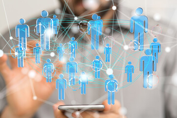 Global network. Blockchain. 3D illustration. Neural networks and artificial intelligence. Abstract