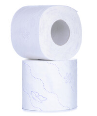 Roll toilet paper on white background isolation