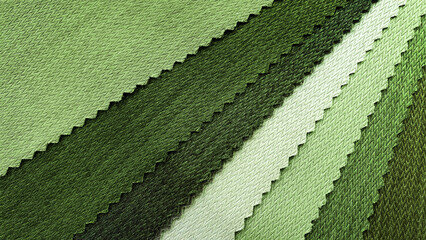 samples of fabric for interior upholstery or drapery works in green tone color. swatch of violet...