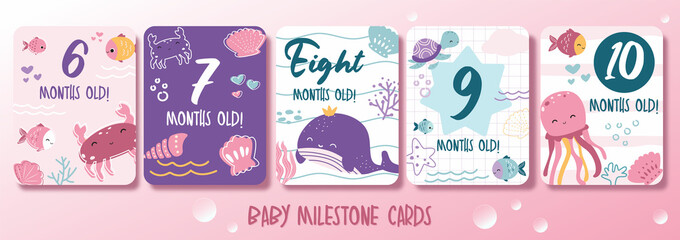 baby milestone cards set with ocean themed part III