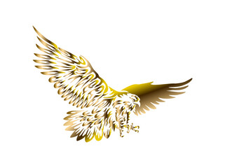 golden eagle logo design template with tribal art style