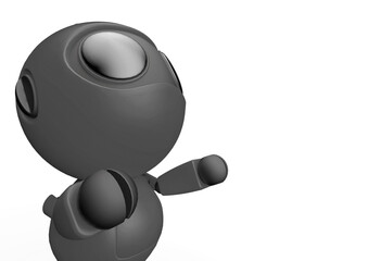 tiny robot in white background with copy space