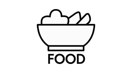 Bowl of Food Icon. Vector editable linear black and white illustration
