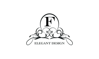 Stylish emblem for exquisite logos and monograms with the letter F in the center.