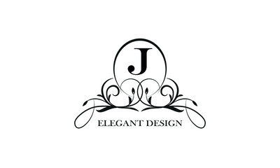 Stylish emblem for exquisite logos and monograms with the letter J in the center.