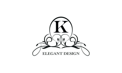 Stylish emblem for exquisite logos and monograms with the letter K in the center.