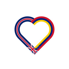 unity concept. heart ribbon icon of union jack and venezuela flags. vector illustration isolated on black background