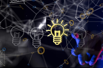 Fototapeta premium Neural network 3D illustration. Big data and cybersecurity