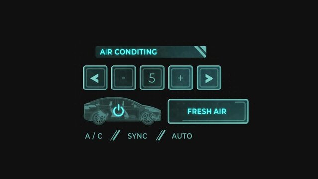 Futuristic air conditing panel with digital technology elements blue. hi-tech style hud element. 4K high quality animation.