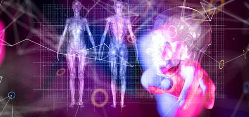 digital medical futuristic interface 3D rendering