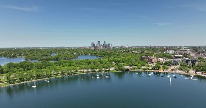 Aerial View of Lake Bde Maka Ska and Minneapolis