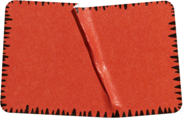 red paper sticker isolated with tears or snags and folds