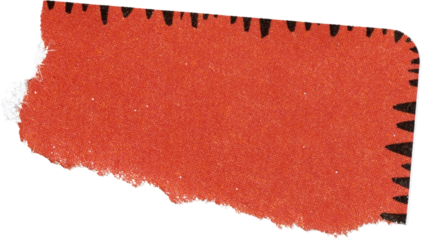 red paper sticker isolated with tears or snags and folds