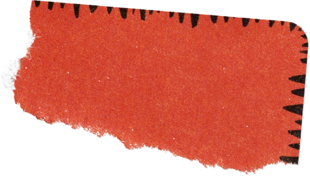 red paper sticker isolated with tears or snags and folds